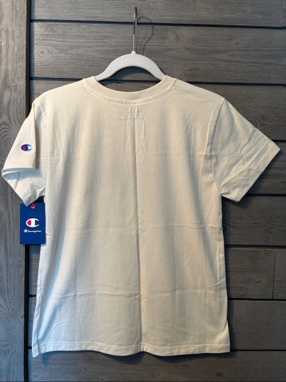 Champion Short Sleeve Crew Neck T-Shirt in Cream - Picture 4 of 4